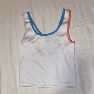 Colorful Trim White Tank Top